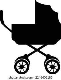 Newborn Baby Stroller Silhouette Icon