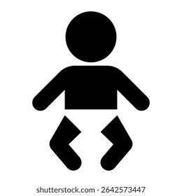 Newborn baby vector icon. Infant symbol for maternity, childcare, parenting, nursery, or pediatric design. Black silhouette isolated on white background.