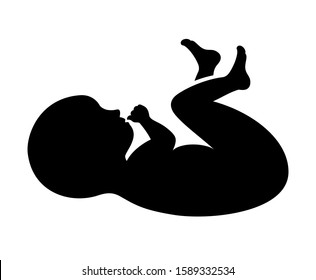 Newborn baby vector silhouette icon