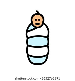 bebê recém-nascido embrulhado vetor ícone de cor de cobertor. bebê recém-nascido embrulhado sinal de cobertor. ilustração de símbolo isolado
