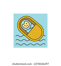 Newborn in basket icon. The Birth of Moses Bible legend. Passover vector icon collection. Exodus from Egypt story, emblem, logo, vector design element for Jewish holiday Passover