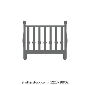 Newborn bed icon. Vector newborn child bed.  Children room interior.  Baby crib icon. 