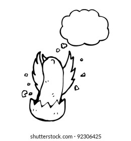 newborn bird with thought bubble