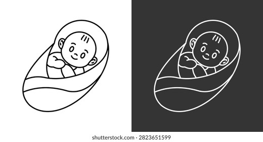 Newborn Black And White Multiple Style Icon Set Collection Pack Vector Illustration