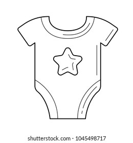 Newborn bodysuit vector line icon isolated on white background. Bodysuit for little baby line icon for infographic, website or app.