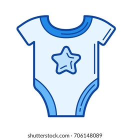 Newborn bodysuit vector line icon isolated on white background. Newborn bodysuit line icon for infographic, website or app. Blue icon designed on a grid system.