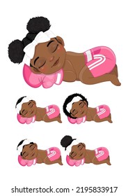 Newborn Boxing Or Boxing Sleeping Black Baby Girls Wear Pink Gloves And Short Pants Cartoon Character