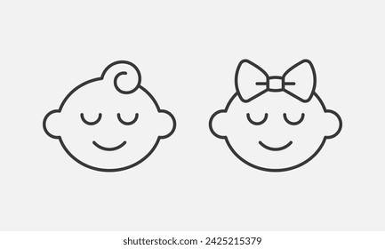 Newborn boy and girl line icon. Baby human age. Vector illustration