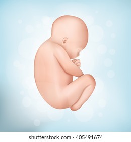 Newborn boy. Glow, joy. Background. Realistic vector