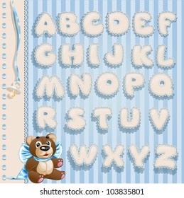 Newborn boy openwork lace font for your announcement text