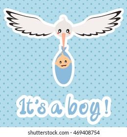 Newborn. It's a boy! Vector card