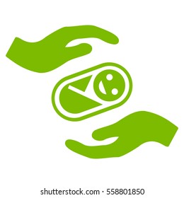 Newborn Care Hands vector icon. Flat eco green symbol. Pictogram is isolated on a white background. Designed for web and software interfaces.