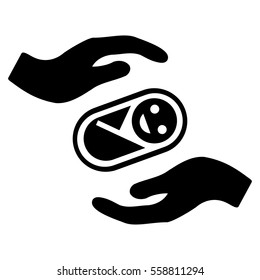 Newborn Care Hands vector icon. Flat black symbol. Pictogram is isolated on a white background. Designed for web and software interfaces.