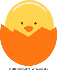 Newborn Chick In Egg Vector Illustration