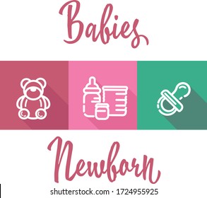 Iconos infantiles recién nacidos vectoriales de diseño plano