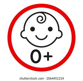 For newborn children sign sticker. Zero plus. Vector design element.