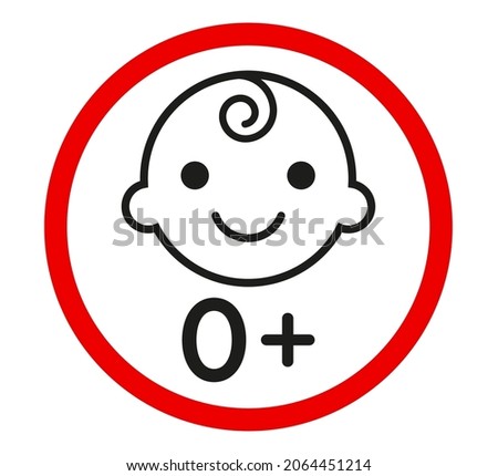 For newborn children sign sticker. Zero plus. Vector design element.