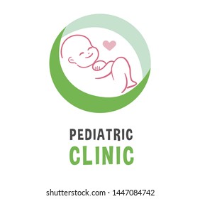 Newborn In Circle Center On Pediatric Clinic Logo