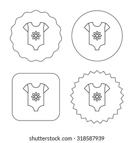 Newborn clothes icon. Baby shirt wear sign. Flower symbol. Flat circle, star and emblem buttons. Labels design. Vector