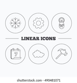 Newborn, cloud and snowflake icons.