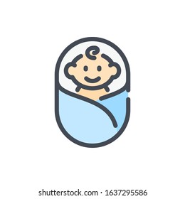 Newborn color line icon. Neonate baby vector outline colorful sign.