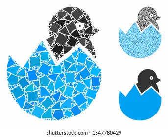 Newborn composition of trembly parts in different sizes and color tones, based on newborn icon. Vector tremulant parts are combined into composition. Newborn icons collage with dotted pattern.