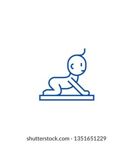 Newborn crawling line icon concept. Newborn crawling flat  vector symbol, sign, outline illustration.