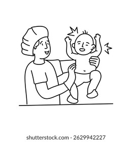 Ilustrações de contorno de vetor de Choro Recém-Nascido. Arquivo EPS 10
