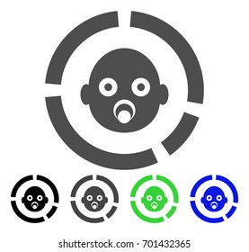 Newborn Diagram flat vector illustration. Colored newborn diagram, gray, black, blue, green pictogram variants. Flat icon style for application design.
