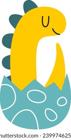 Newborn Dinosaur In Egg Vector Illustration