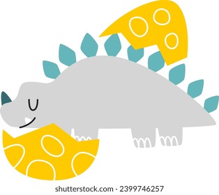 Newborn Dinosaur In Egg Vector Illustration