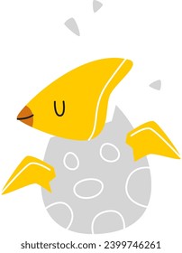 Newborn Dinosaur In Egg Vector Illustration