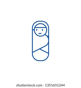Newborn envelope line icon concept. Newborn envelope flat  vector symbol, sign, outline illustration.