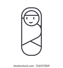 newborn envelope vector line icon, sign, illustration on background, editable strokes