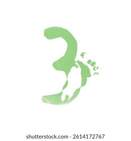 Newborn foot prints. Number 3 on white background