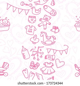 Newborn girl seamless pattern
