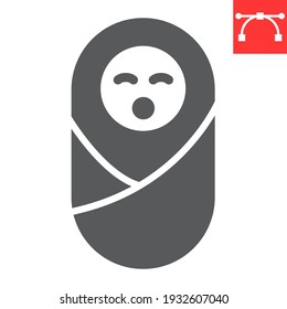 Newborn glyph icon, baby and infant, neonate vector icon, vector graphics, editable stroke solid sign, eps 10