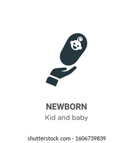Newborn glyph icon vector on white background. Flat vector newborn icon symbol sign from modern kids and baby collection for mobile concept and web apps design.