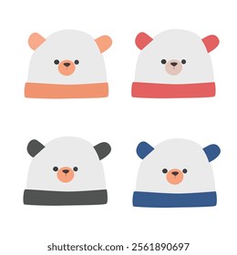 Newborn hat vector illustration in cartoon style isolated on white background. Baby hat clipart in flat design with bear ears. Baby shower, baby element.