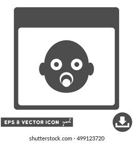Newborn Head Calendar Page icon. Vector EPS illustration style is flat iconic symbol, gray color.