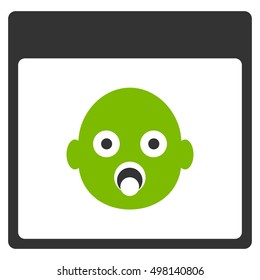 Newborn Head Calendar Page vector icon. Style is flat graphic bicolor symbol, eco green and gray colors, white background.