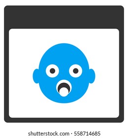 Newborn Head Calendar Page vector toolbar icon. Style is bicolor flat icon symbol, blue and gray colors, white background.