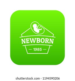 Newborn icon green vector isolated on white background