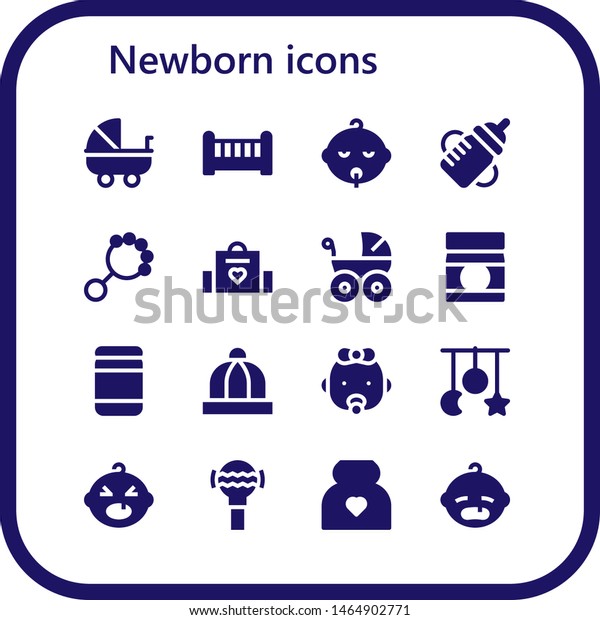 Newborn Icon Set 16 Filled Newborn Stock Vector Royalty Free