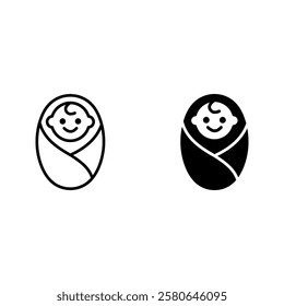 Newborn icon set color editable on white background