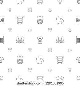 newborn icons pattern seamless white background. Included editable line baby toy, newborn child, baby onesie, playpen, baby playing with another icons. newborn icons for web and mobile.