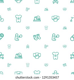 newborn icons pattern seamless white background. Included editable outline baby toy, baby socks, newborn child, baby onesie, playing with toy icons. newborn icons for web and mobile.