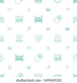 newborn icons pattern seamless white background. Included editable line baby bed, baby onesie, baby toy, family photo, newborn child, playing with another icons. newborn icons for web and mobile.