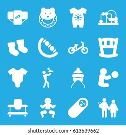 Newborn icons set. set of 16 newborn filled icons such as baby socks, baby onesie, diaper