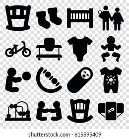 Newborn icons set. set of 16 newborn filled icons such as baby bed, diaper